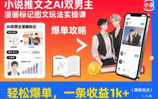 小说推文之AI双男主漫画标记图文玩法实操课，轻松爆单，一条收益1k+