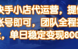 快手小店代运营，提供账号即可，团队全程操盘，单日稳定变现8张【揭秘】