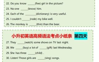 【小升初英语】高频语法考点小纸条