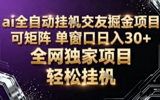 AI全自动聊天交友掘金项目，批量可矩阵，单窗口收益轻松30+【揭秘】
