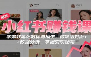 小红书赚钱课：学爆款笔记对标与模仿，做吸睛封面 + 数据分析，掌握变现秘籍