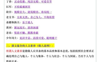 【2025秋新版】六年级语文上册人物、事物特点和蕴含人文素养梳理