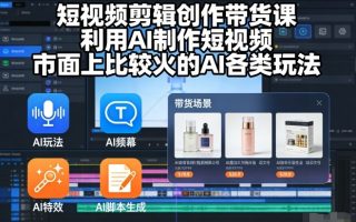 短视频剪辑创作带货课，利用AI制作短视频，市面上比较火的AI各类玩法