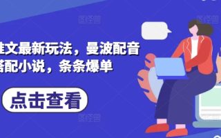 小说推文最新玩法，曼波配音搭配小说，条条爆单