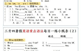 三升四暑假英语重点语法每日一练小纸条-四上英语