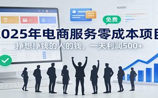 2025年电商服务零成本项目，挣想挣钱的人的钱，一天利润500+