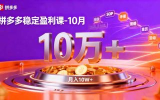 拼多多稳定盈利课-10月，强付费SOP+微付费高投产+活动矩阵，单店月入10万+