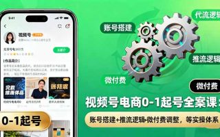 视频号电商0-1起号全案课：账号搭建+推流逻辑+微付费调整，等实操体系