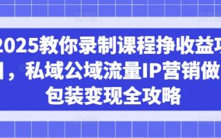 2025教你录制课程挣收益项目，私域公域流量IP营销做图包装变现全攻略
