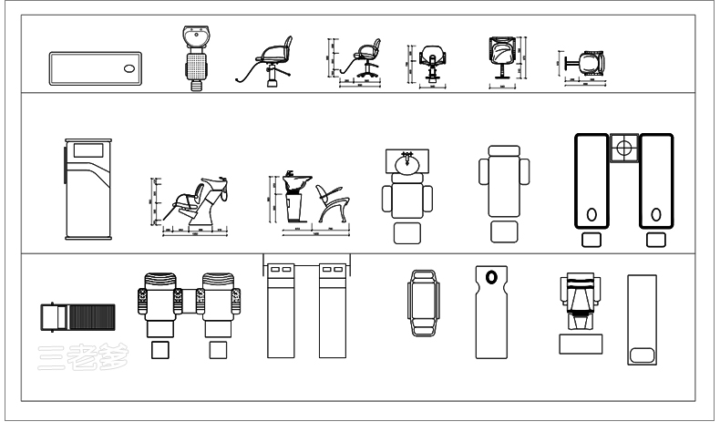 洗浴中心桑拿足浴CAD施工图 平面布置会所SPA按摩店布局方案图库