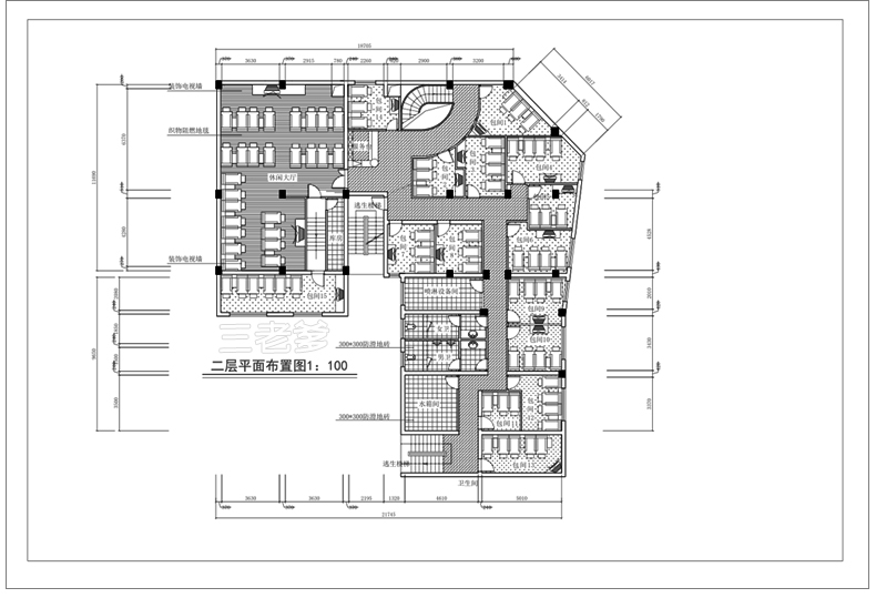 洗浴中心桑拿足浴CAD施工图 平面布置会所SPA按摩店布局方案图库