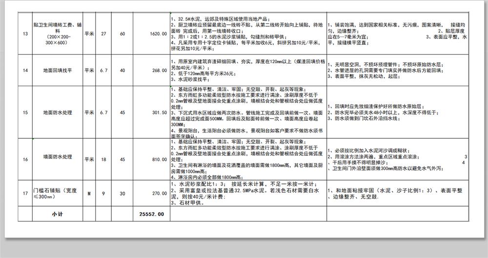 别墅装修预算室内工程施工表报价表自建房家装材料价格工程量清单