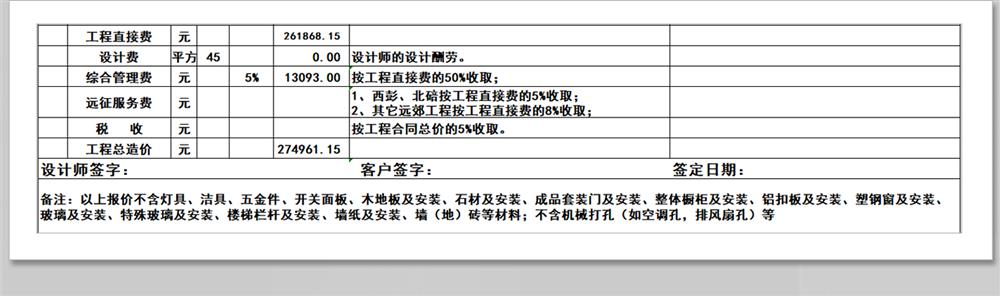 别墅装修预算室内工程施工表报价表自建房家装材料价格工程量清单